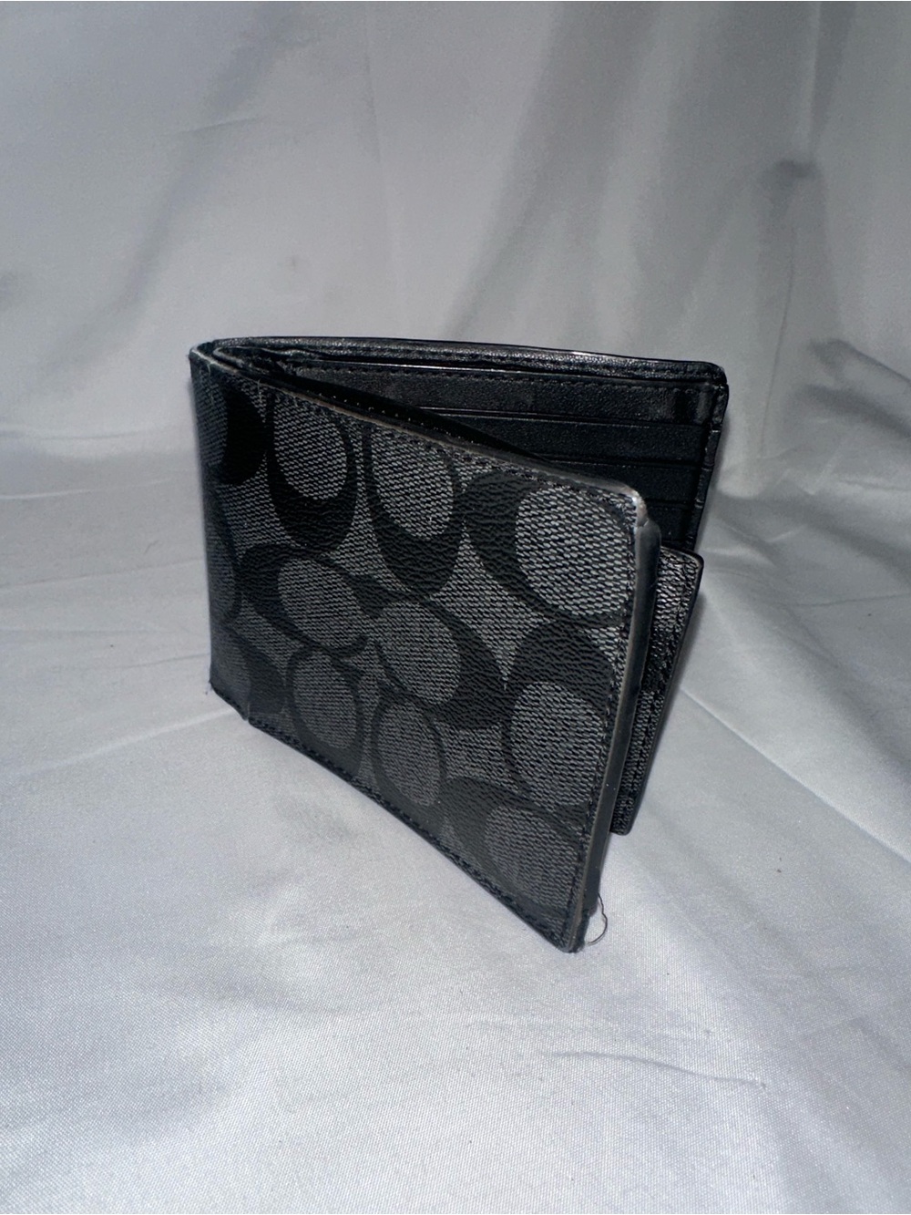 Coach Men’s Signature C Black Charcoal Bifold ID Wallet